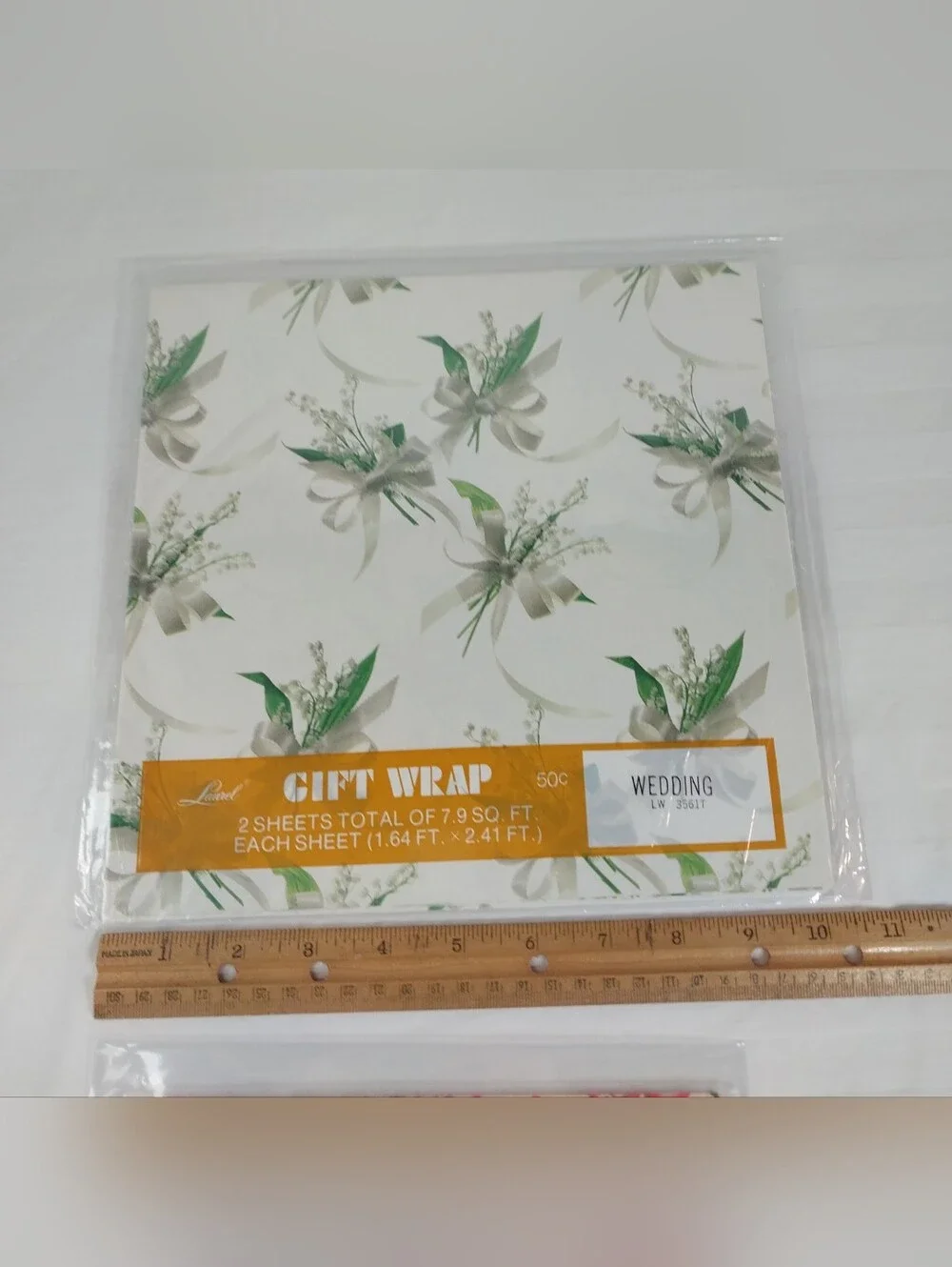 Vintage Bridal Shower and Wedding flat wrapping paper in original packaging